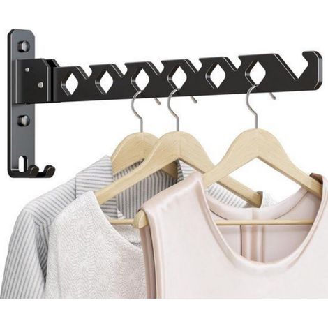 Crochet mural pliable anthracite 35 cm avec étendoir à linge pliable et porte manteau fixation murale pratique pour suspendre vêtements cintres et linge idéal pour maison chambre salle de bain et buan (1/5)