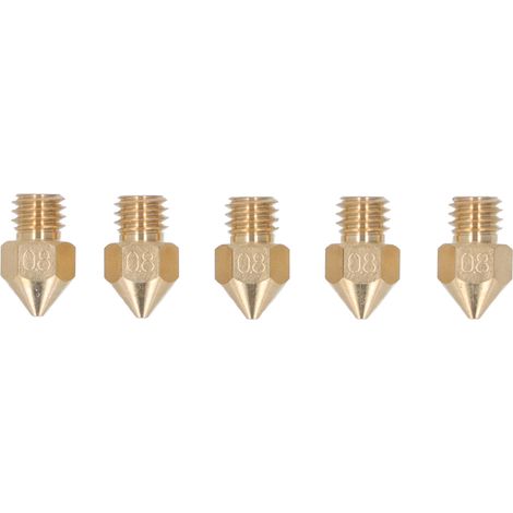 5 Pièces Buse Extrudeuse Imprimante 3D M6 Laiton Haute Conductivité Thermique pour CR10 Filament 1.75mm Diamètre 0.8mm (1/5)