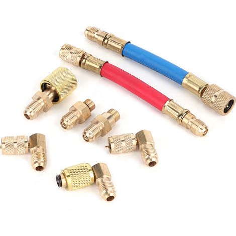 Kit de 8 tuyaux adaptateurs de connexion pour climatisation/réfrigération R-12A/C R134A R12 (1/5)