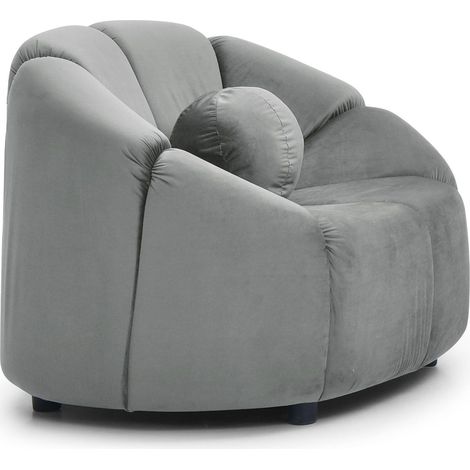 Fauteuil design arrondi Sidonie Velours Gris