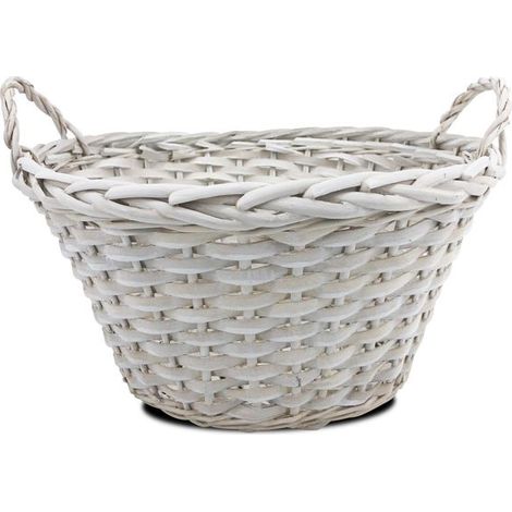 Panier de rangement - JUANIO - Lot de 10 - Rond - Blanc - 38 x 25 x 18 cm (1/4)