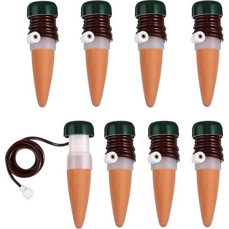 Sistema di irrigazione automatico per piante - Sistema di autoirrigazione - Cura delle piante - Irrigazione a goccia in ceramica - Confezione da 8 - Marrone (1/5)