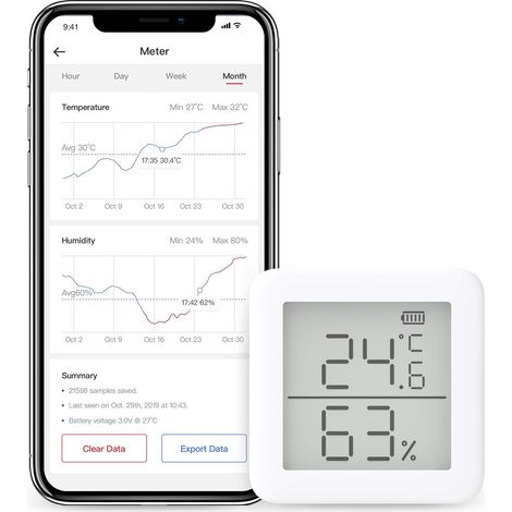 Termometro igrometro wireless, sensore di umidità e temperatura con avvisi, compatibile con Alexa (1/5)
