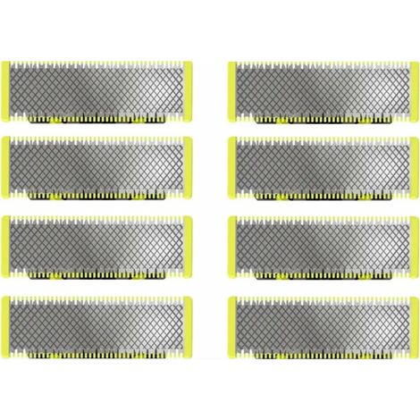 BRAVIX Applicable à OneBlade - Lames de rechange, pour rasoir/tondeuse électrique OneBlade, acier inoxydable robuste, taille, stylisation et rasage, lot de 8 (1/5)