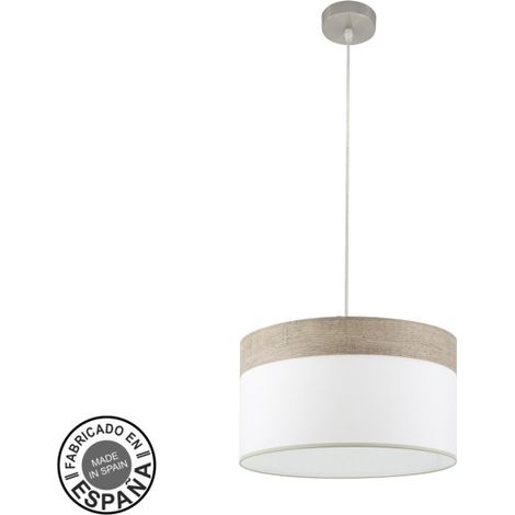 Colgante cloe 1xe27 niquel/blanca-madera gris regx40x40 cm