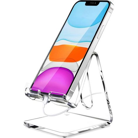 Support de téléphone Portable en Acrylique Transparent pour Bureau, Compatible avec Phone15 14 13 Pro Max Mini 12 11 Plus SE, Switch, Smartphone Android, Tablette, Accessoires de Bureau (1/5)