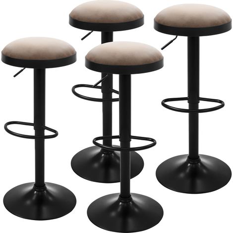ML-Design Barhocker 4er Set, Barstuhl höhenverstellbar, drehbar, Kunstleder, Küchenhocker gepolstert, 360° Drehstuhl, Thekenstuhl mit Fußstütze & Stahlgestell, Tresenhocker modern für Küche Bar, Braun (1/5)
