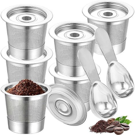 Set mit 6 wiederverwendbaren K-Cup-Kaffeekapseln für Ninja-Kaffeemaschinen PB051 und CFP101/PB041 mit 2 Messlöffeln für Ninja-Kaffeemaschinen (1/5)