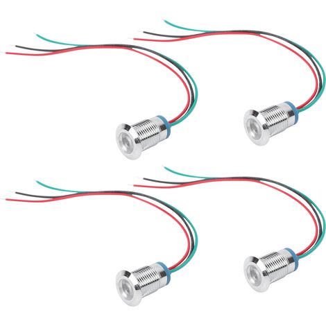 4 Kits LEDs Ronds Pré-câblés Étanches 2 Couleurs Anode Commune 12-24V 12mm (Rouge et Vert) (1/5)