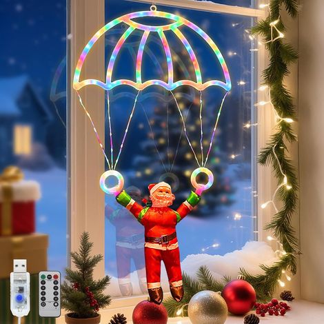 CCYKXA Wasserdichte Lichterkette für Weihnachten, 3 cm Fallschirm-Lichterkette, USB-betrieben, LED-Lichterkette für den Außenbereich für Bäume und Partys (bunt) (1/5)