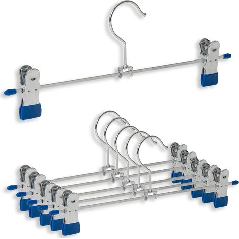 Set mit 6 schlanken Kleiderbügeln aus Edelstahl mit Clips – zum Aufhängen von Jeans, Röcken, Kleidung, Accessoires, preisgünstiges Design