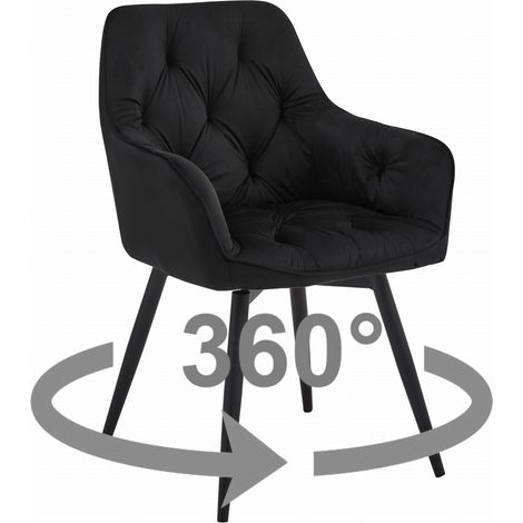 Chaise JORK360 - velours noir / pieds noirs x 1