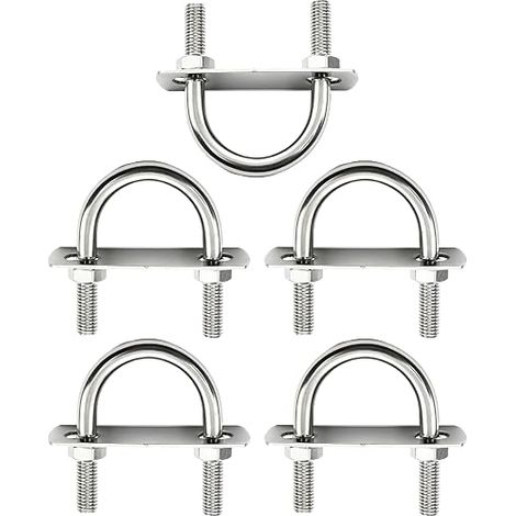 5 Pieces U with M6 Thread 60 x 80 mm, U Tightening Bolts, 304 Anti-Rust, M6 U-Bolts, Suitable for Pipes, Trailers and Boats (1/5)