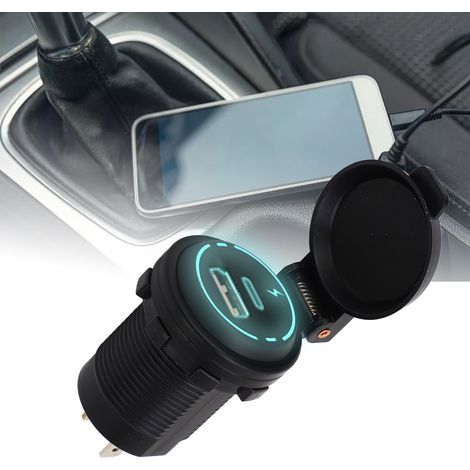 12V PD-Autoladebuchse und QC 3.0 USB-Schnellladebuchse, wasserdichte Steckdose mit Schnellladefunktion und Kabelbaum, geeignet für Motorräder, Boote, Wohnmobile und ATVs. (1/5)