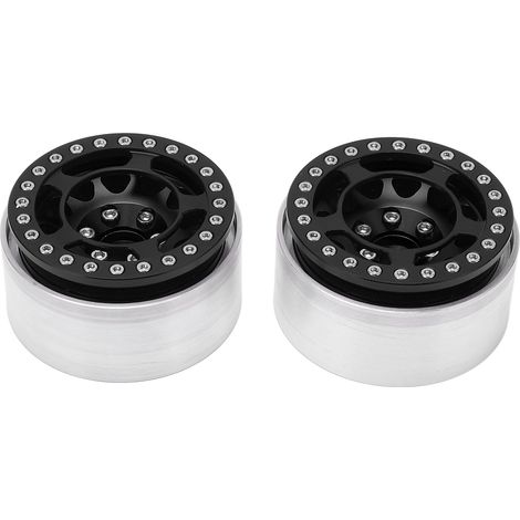 2 Pièces Moyeu de Roue RC en Alliage d'Aluminium - Haute Résistance à l'Usure Usinage CNC 1.9 Pouces pour Voiture Télécommandée Noir (1/5)