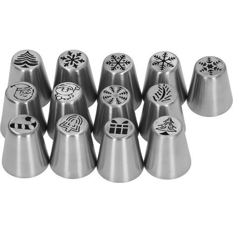 Jeffergarden Set di 13 beccucci in acciaio inox per decorazione fiori, punte per glassa fai-da-te, ideali per decorare cupcakes e torte (1/4)