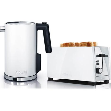 Graef White Kettle & 4 Slice Toaster Set