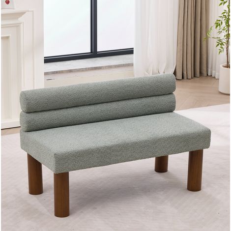 Banco moderno minimalista (117x59x29 cm), sin brazos, multifuncional, tejido bouclé, verde salvia (1/5)