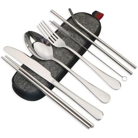 Vaisselle portable en acier inoxydable 304 paille en acier inoxydable baguettes Western Food Couteau Fourchette Cuillère à soupe combo Set de sept-2 ensembles (1/5)