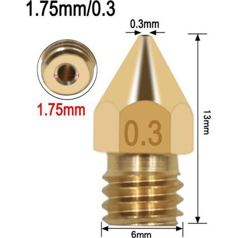 Buse Imprimante 3D MK8 en Laiton – 30 Pièces, 5 Tailles (0,2-1,0 mm), Compatible Filament 1,75 mm (1/5)