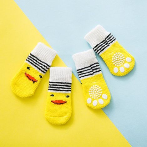 Calcetines protectores para patas de perro (4 unidades), Calcetines antideslizantes para perros, Calcetines suaves y cálidos perros, Oso azul (1/5)
