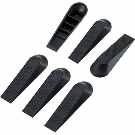 Porte Cales Butée de Porte Door Stoppers, 6 Pièces, Noir