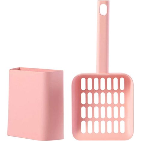 Cette pelle à litière pour chat avec support est dotée d'une poignée ergonomique pour le nettoyage du bac à litière. (1/5)