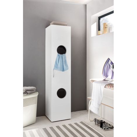 Armoire à linge avec 2 tablettes coloris Blanc - longueur 40 x hauteur 185 x profondeur 40 cm (1/2)
