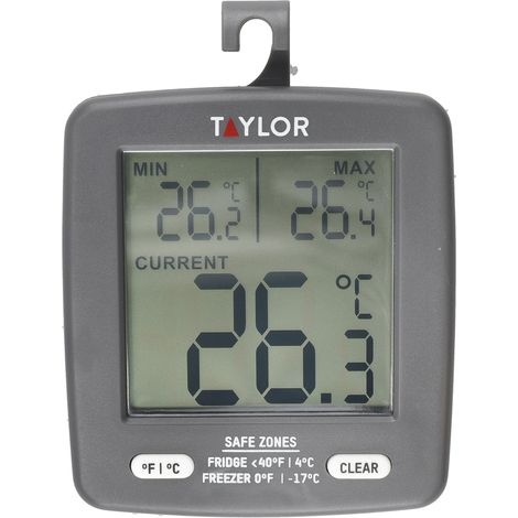 Taylor Pro – Termómetro Digital de Cocina para Congelador con Indicador de Temperatura Mínima y Máxima, Ahorro Energético, Plástico, 7,5 x 8 cm