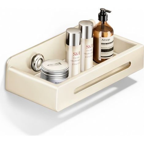 Étagère murale cachée 30 cm blanc crème sans perçage acier (1/5)