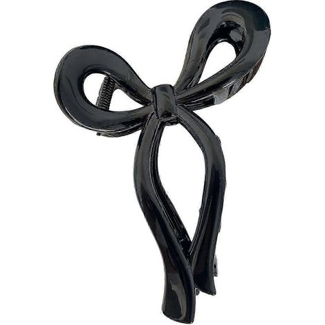 Pince à cheveux en forme de nœud papillon, couleur bonbon, style requin, antidérapante, en plastique, pour femmes.-Black (1/5)