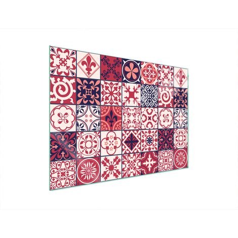 PLAQUE DE PROTECTION EN VERRE POUR POÊLE 70x52 MOSAÏQUE (1/5)
