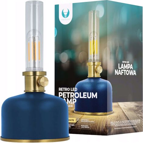 FOREVER Lamparas de Mesita de Noche Retro LED Estilo Lámpara de Aceite Azul – Lampara LED Vintage Inalámbrica con Función de Carga USB-C – Lampara de Mesa LED Vintage con Regulación de Brillo (1/5)
