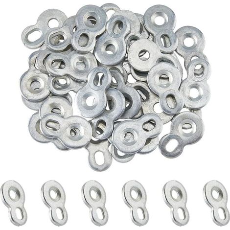 50 pezzi di elementi di fissaggio in acciaio a forma di 8 per connettori da tavolo, clip da scrivania resistenti per piani di tavoli, sedie, panche, piani di scrivania e frontali di mobili (1/4)
