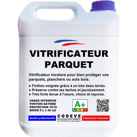 Codève Bois – Vitrificateur parquet 5 L – Très forte tenue à l'usure et aux chocs – Finition soignée pour bois dur – Application facile 10-12 m²/L (1/5)