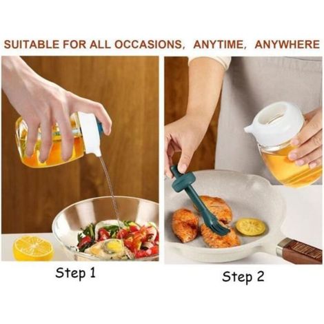 Distributeur Huile d'Olive 2 en 1 - Silicone Alimentaire & Verre - 280ml (1/4)