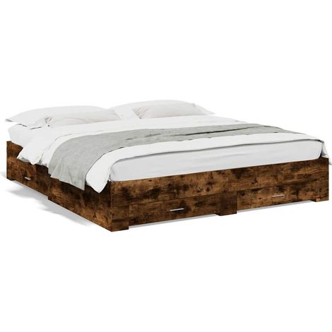 Maison Exclusive - Bettgestell mit Schubladen Räuchereiche 180x20