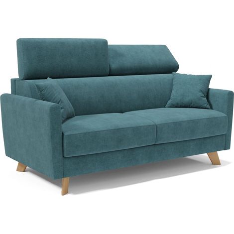 Francy Schlafsofa mit verstellbaren Kopfstützen aus abwaschbarem Stoff T17 160 cm (mat. 120x197) Grün