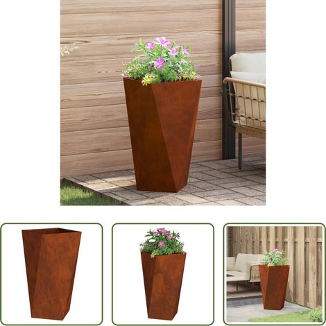 Bac à plantes extérieur - Jardinière Rouillé 40 x 40 x 75 cm (1/5)