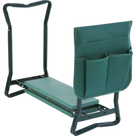 SWANEW Banc Agenouilloir de Jardin Tabouret de Jardin Siège de Jardinier,59x28x49cm, vert, avec Sacs à Outils (1/5)