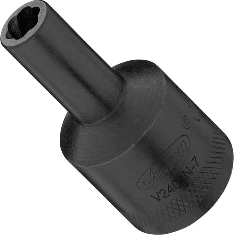 VIGOR Spiralnutenausdreher-Einsatz, 1/2 (12,5 mm) Vierkant hohl, Außen Schraubenausdreher Profil, SW 7 mm (1/3)