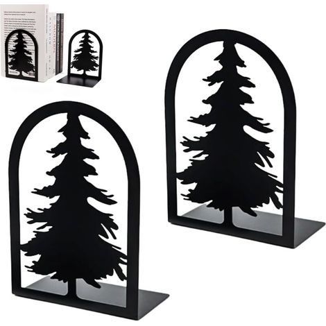 Serre-livre en métal robuste – Anti-rayures avec coussinets antidérapants – Design élégant en forme d'arbre – Pour bureau et maison (1/4)