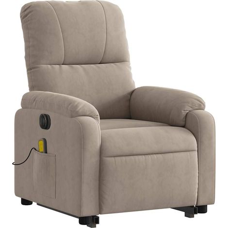 Fauteuil de relaxation fonction de levage électrique 6 points de massage en tissu taupe DEC027858 (1/5)