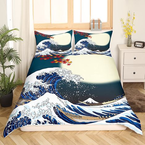 Parure de lit avec housse de couette de 135 x 200 cm, motif exotique japonais, style japonais, motif de montagne, pour enfants, femmes, adultes (1/5)