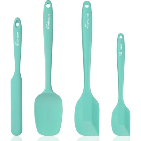 Silikon-Spatel-Set 4 Stück, lebensmittelecht, hitzebeständig, BPA-frei, Türkis