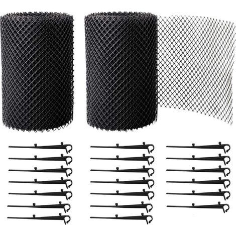 2 Rouleaux Grilles de Protection de Gouttière durable en PP, Protège Toiture et Protection contre Feuille + PLUS 20 Crochets de fixation+18cm de largeur+16m de longeur (1/4)