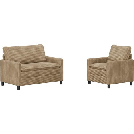 vidaXL Ensemble de Canapés 2 pcs Taupe Polyester (1/5)
