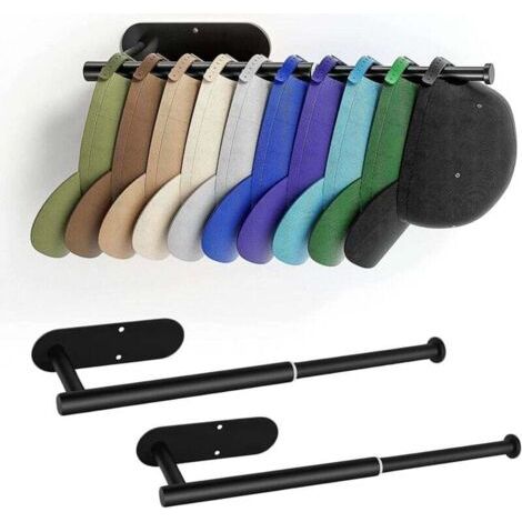 BUNTHAUS PA Lot de 2 Supports Muraux Rétractables Acier Inoxydable pour 20 Casquettes Baseball Adhésif ou Percé (1/4)