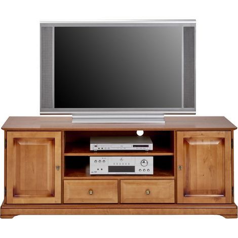 Meuble TV BAR 60 Pouces Merisier 2 Portes 2 Tiroirs L 158.8 H 60.3 P 46 cm (1/4)