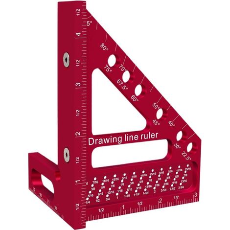 Équerre Pour Menuiserie - Règle de Traçage avec Trou pour Équerre de Menuisier,D'aluminium Rapporteur 22,5-90 Degrés - Pour Menuiserie, Ingénierie, Dessin de Meubles et
